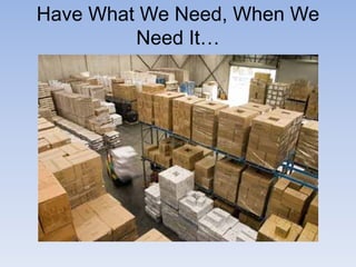 Have What We Need, When We
         Need It…
 