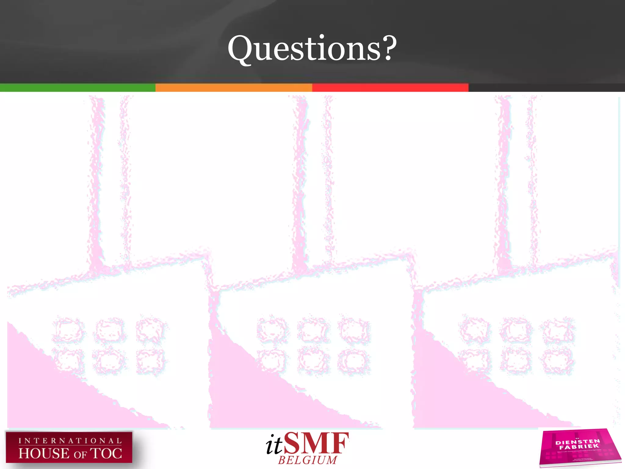 There was no doubt in my mind that the
lessons being imparted in The Goal were
relevant to the work we do in IT
(Gene Kim – DevOps)
 