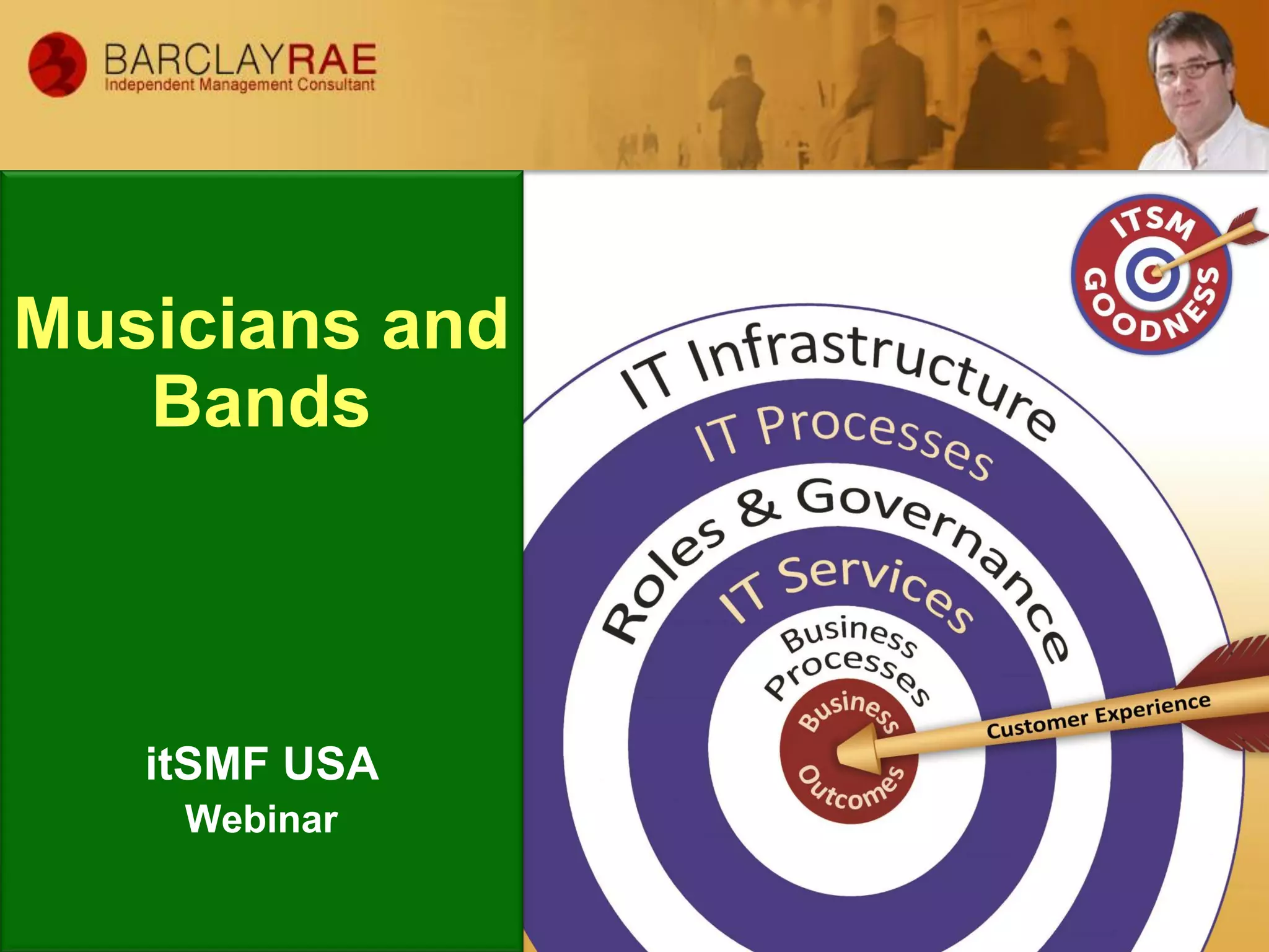Musicians and
Bands
itSMF USA
Webinar
 