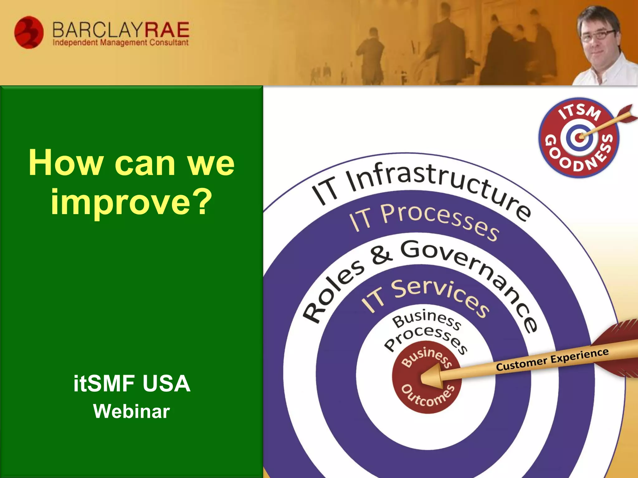 How can we
improve?
itSMF USA
Webinar
 