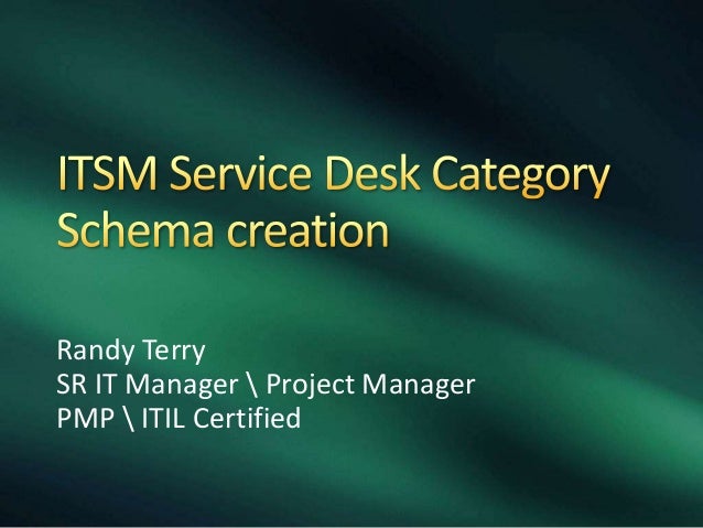 Itsm Service Desk Category Schema Creation