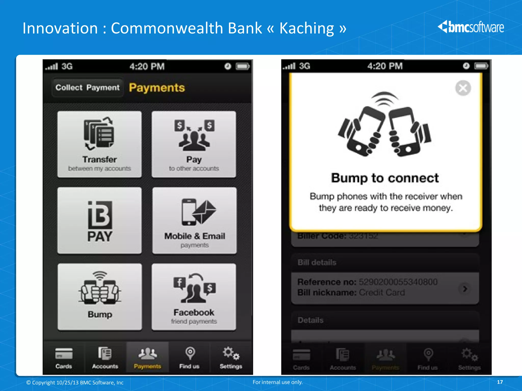 Innovation : Commonwealth Bank « Kaching »

© Copyright 10/25/13 BMC Software, Inc

17

 