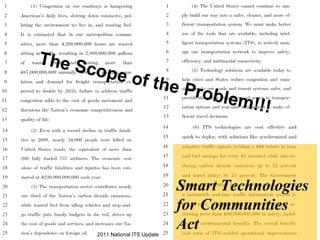 Smart Technologies for Communities Act  2011 National ITS Update The Scope of the Problem!!! 