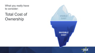 What you really have
to consider:
Total Cost of
Ownership
 