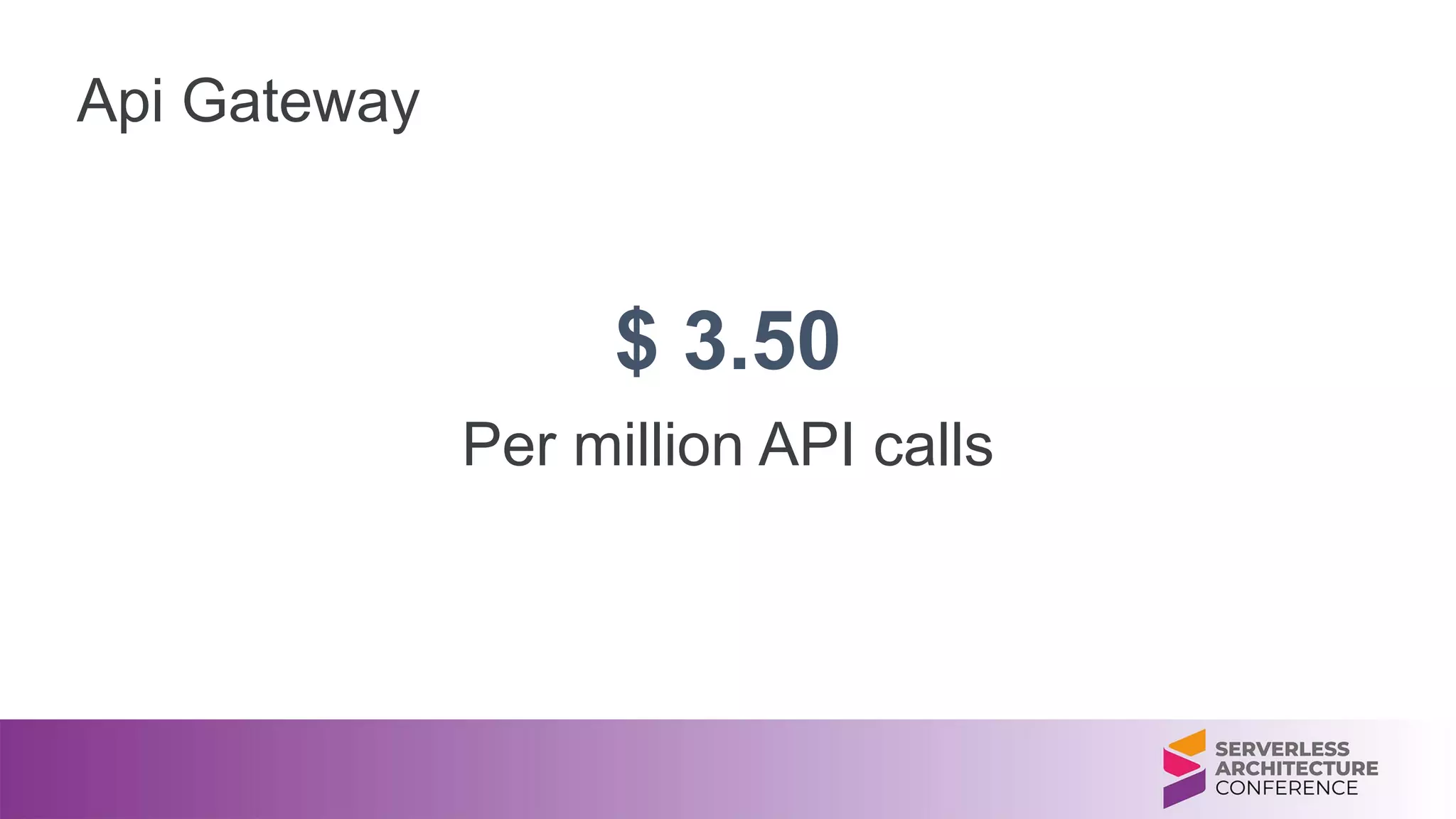 $ 3.50
Per million API calls
Api Gateway
 