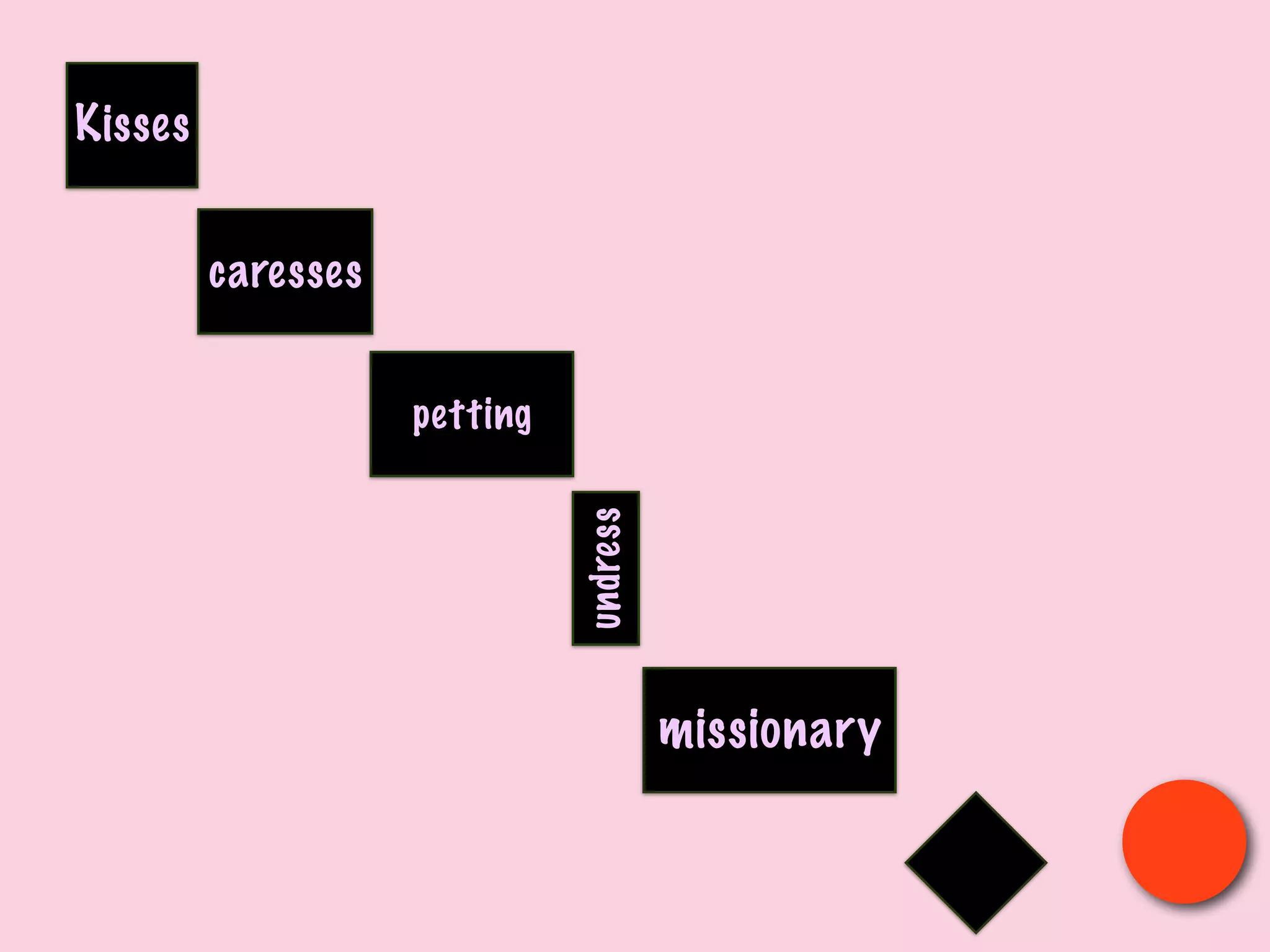 Kisses
caresses
petting
undress
missionary
 