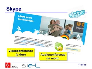 Skype Videoconferenze (a due) Audioconferenze (in molti)  di  22 