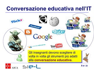 Conversazione educativa nell’IT Gli insegnanti devono scegliere di volta in volta gli strumenti più adatti alla  conversazione educativa .  di  22 