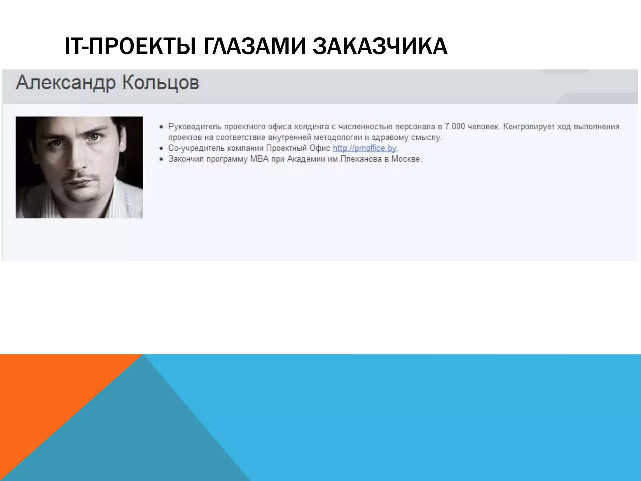 IT-ПРОЕКТЫ ГЛАЗАМИ ЗАКАЗЧИКА
 