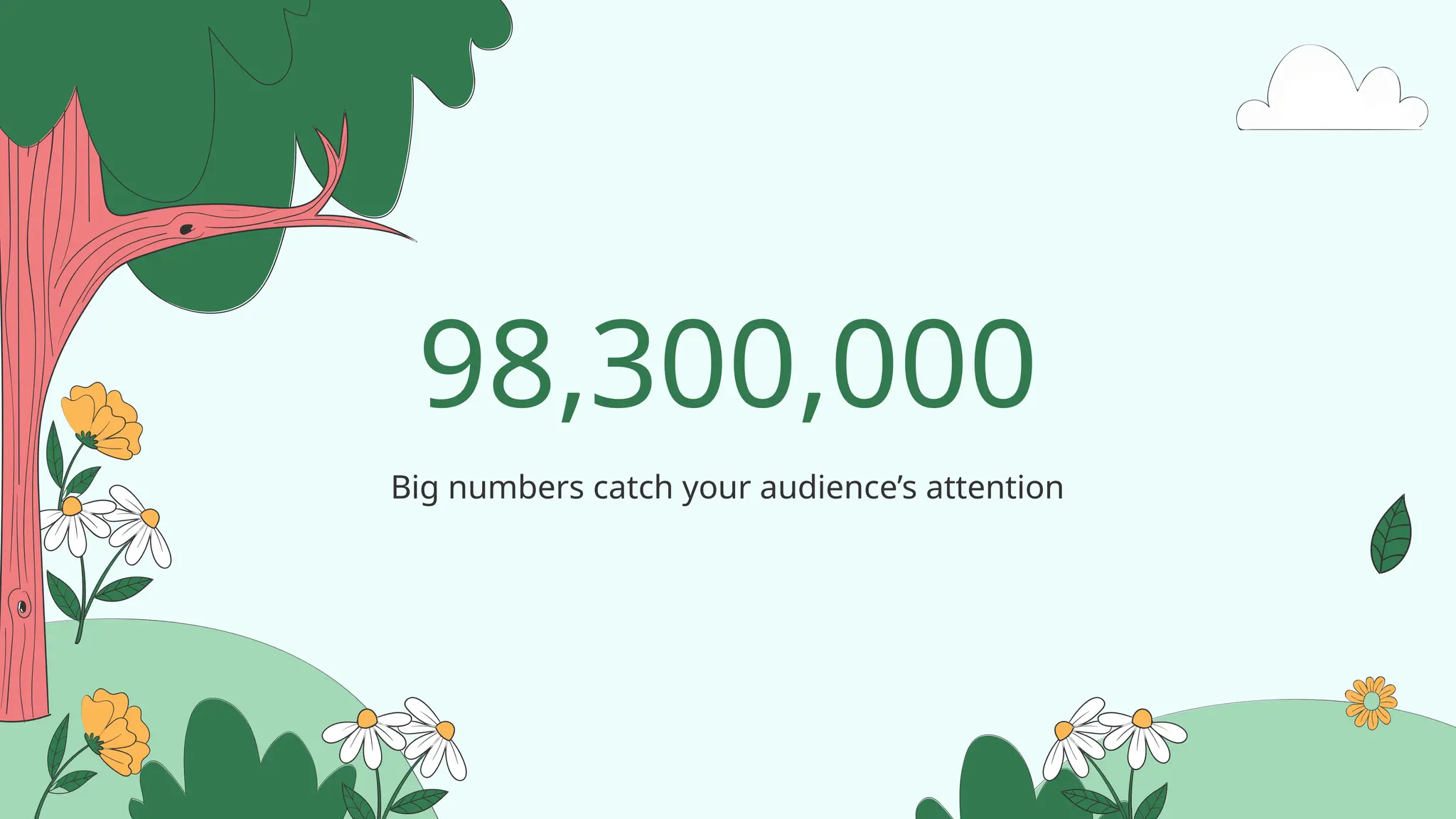 98,300,000
Big numbers catch your audience’s attention
 
