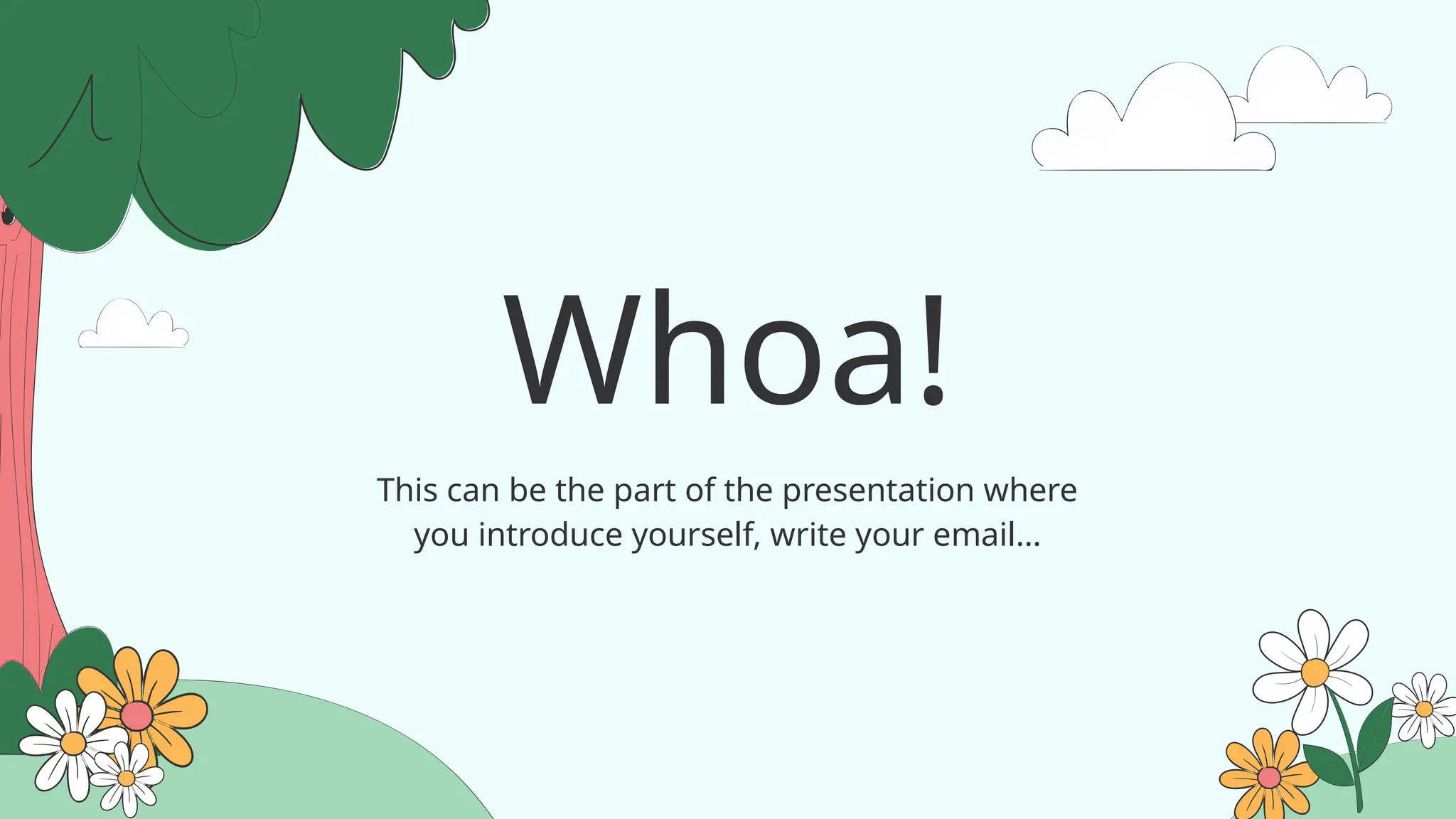 Whoa!
This can be the part of the presentation where
you introduce yourself, write your email…
 