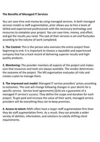 IT Staff Augmentation vs. Managed Services – What to Choose for Your ...