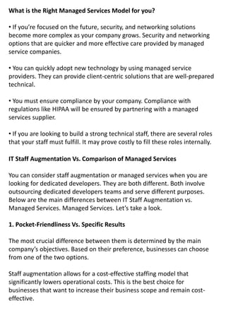 IT Staff Augmentation vs. Managed Services – What to Choose for Your ...
