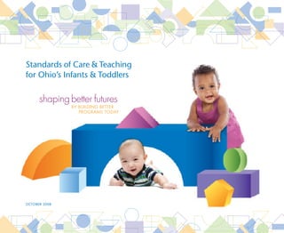 Standards of Care & Teaching
for Ohio’s Infants & Toddlers

      shaping better futures
               BY BUILDING BETTER
                  PROGRAMS TODAY
                                    




OCTOBER 2008
 
