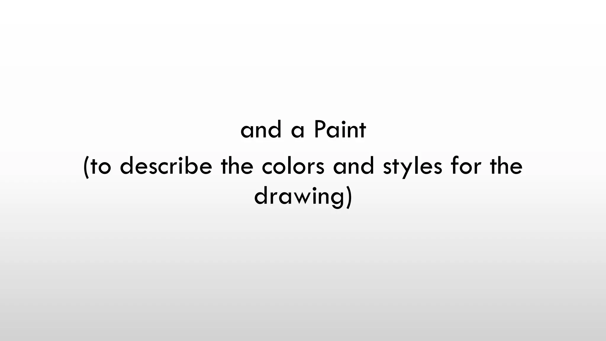 and a Paint
(to describe the colors and styles for the
drawing)
 