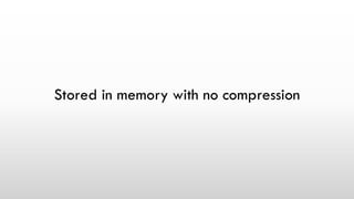 Stored in memory with no compression
 