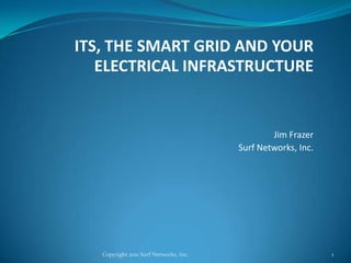   ITS, THE SMART GRID AND YOUR ELECTRICAL INFRASTRUCTURE Jim Frazer Surf Networks, Inc.   Copyright 2011 Surf Networks, Inc. 1 