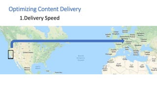 Optimizing Content Delivery
1.Delivery Speed: Content Delivery Networks
CDNs cache your
content at
various locations
aroun...
