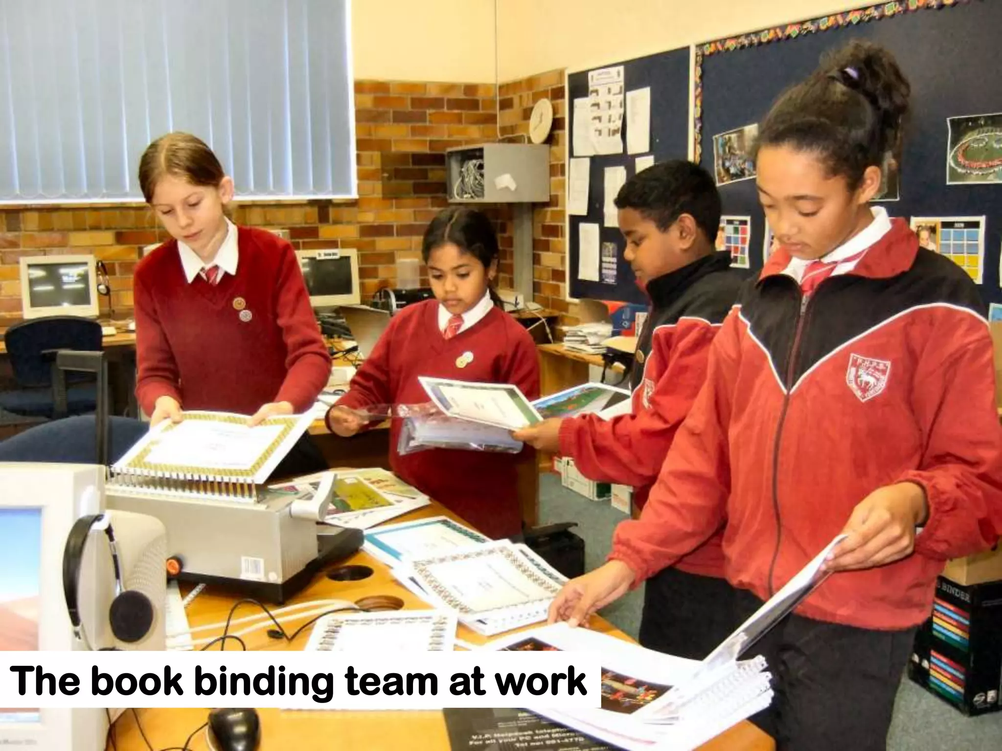 The book binding team at work
 