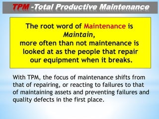 Tpm Defect Type TPM Total Productive Maintenance Workshop for Quarry Plant (1) 09Oct16 ...
