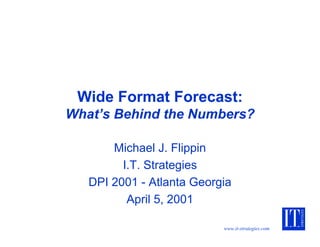 www.it-strategies.com
Wide Format Forecast:
What’s Behind the Numbers?
Michael J. Flippin
I.T. Strategies
DPI 2001 - Atlanta Georgia
April 5, 2001
 