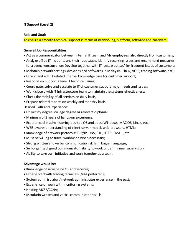 It Support Job Hiring