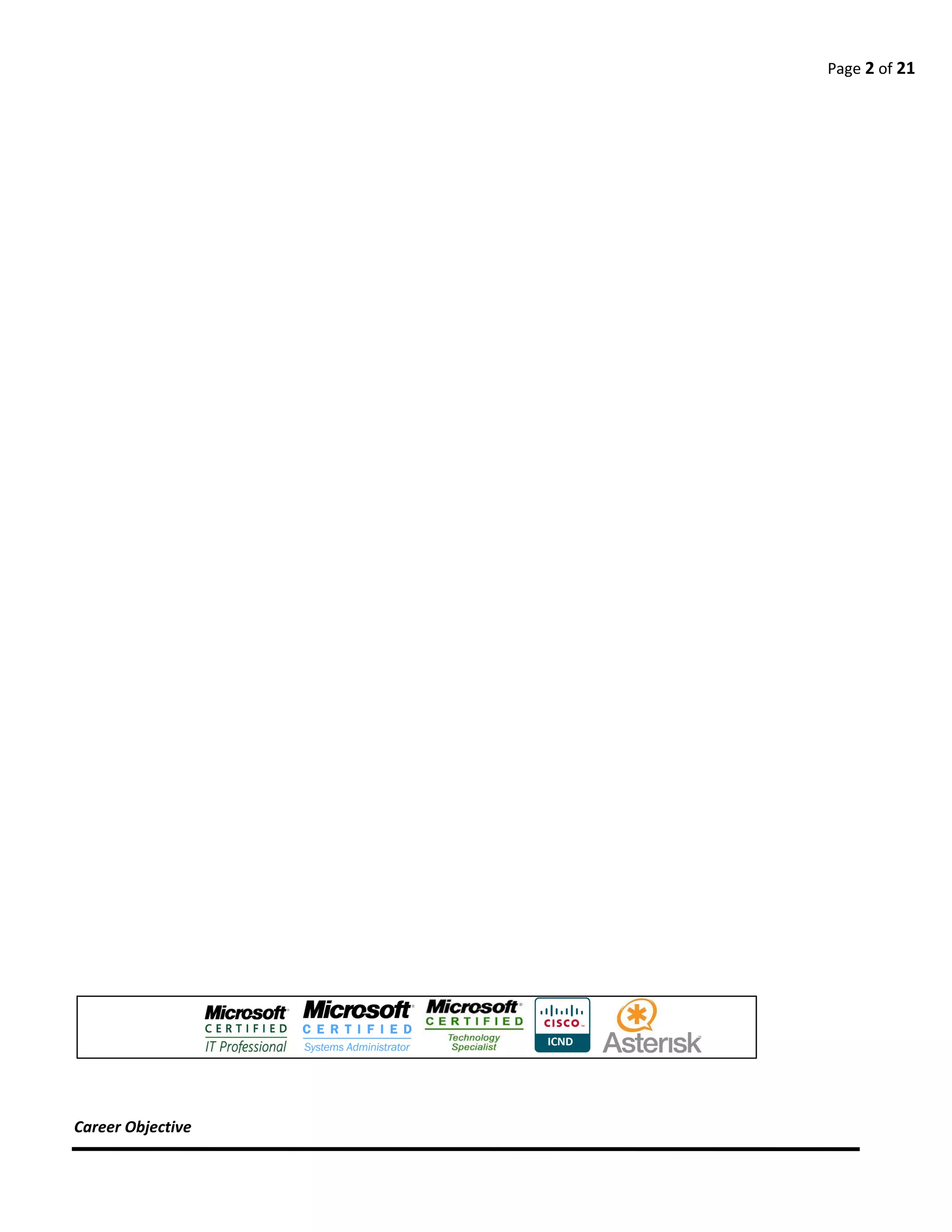 Page 2 of 21
Career Objective
 