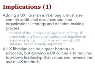 It Takes A Village: Building UX Capacity in Libraries