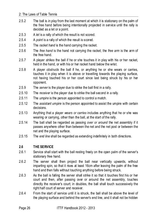 ITTF Rules in Table Tennis