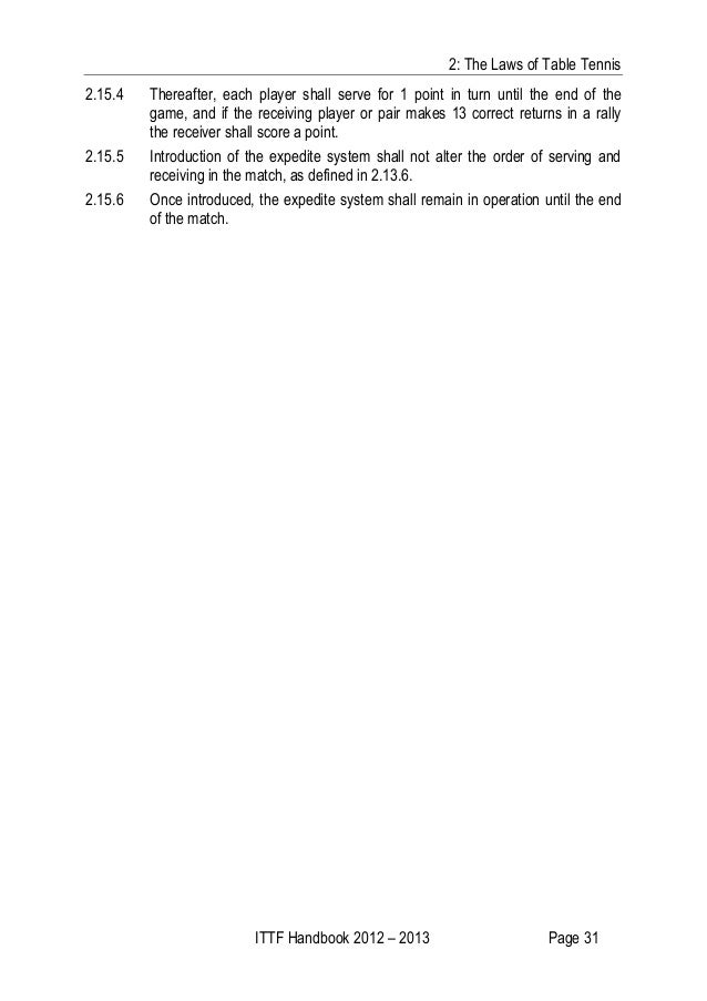 ITTF Rules in Table Tennis