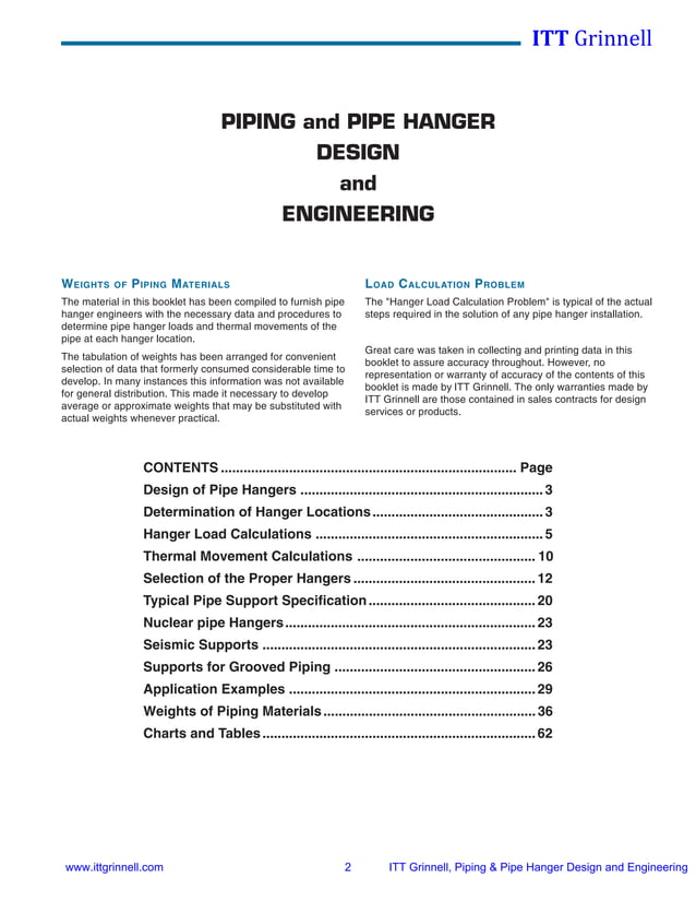 Itt grinnell pipe hanger design & engineering 2008