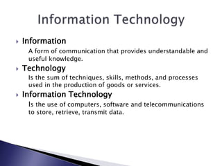 Basic Concepts Of Information Technology (IT) | PPTX
