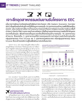 นอกจาก พ.ร.บ. EEC (พระราชบัญญัติการพัฒนาระเบียง
เศรษฐกิจพิเศษภาคตะวันออก) ซึ่งเป็นกรอบนโยบายการพัฒนา
แล้ว ภาครัฐยังมีการสนับสนุนโครงสรางพื้นฐานทางด้านกายภาพ
(Hard Infrastructure) และโครงสรางพื้นฐานด้านการก�ากับดูแล
(SoftInfrastructure)โดยโครงสรางพื้นฐานด้านกายภาพส่วนใหญ่
เป็นโครงการด้านคมนาคมซึ่งครอบคลุมทุกรูปแบบในการเดินทาง
และการขนส่งสินค้าได้แก่ทางรางทางถนนทางน�้าและทางอากาศ
รวมถึงโครงสรางพื้นฐานด้านพลังงานและสาธารณูปโภคได้แก่การ
พัฒนาระบบส่งและกระจายไฟฟ้า การพัฒนาระบบกักเก็บและส่ง
น�้าเพื่ออุปโภคและบริโภคการพัฒนาสิ่งแวดล้อมการท่องเที่ยวและ
สาธารณสุข ส่วนในด้านการก�ากับดูแล ภาครัฐยังมีการให้สิทธิ
พิเศษด้านภาษีทั้งภาษีเงินได้นิติบุคคลและภาษีเงินได้ส่วนบุคคล
การยกเลิกอากรเครื่องจักรน�าเข้าและวัตถุดิบผลิตเพื่อส่งออก เงิน
ทุนสนับสนุนและการอ�านวยความสะดวกแก่ผู้ประกอบการที่เข้ามา
ลงทุนในบริเวณ EEC อีกด้วย
EIC ประเมินว่า ในระยะเริ่มต้น อุตสาหกรรมดิจิทัล
อุตสาหกรรมการบินและโลจิสติกส์ และอุตสาหกรรมหุ่นยนต์
และระบบอัตโนมัติ เป็น 3 อุตสาหกรรมแห่งอนาคตที่มีโอกาส
จะเกิดขึ้นในบริเวณ EEC เมื่อพิจารณาจากความสามารถและ
ทักษะแรงงานผลกระทบทางเศรษฐกิจและประเภทของอุตสาหกรรม
เกี่ยวเนื่อง
อุตสาหกรรมการบิน
โอกาสที่มาพร้อมความท้าทาย
ธุรกิจศูนย์ซ่อมบ�ารุงอากาศยาน (MRO) ที่เน้นรองรับเครื่อง
บินล�าตัวแคบ(NarrowBody)จะสร้างโอกาสให้ผู้ประกอบการไทย
เข้าสู่อุตสาหกรรมการผลิตชินส่วนอากาศยานในอนาคต โดยเครื่อง
เจาะลึกอุตสาหกรรมเด่นขานรับโครงการ EEC
นโยบายการพัฒนาระเบียงเศรษฐกิจพิเศษภาคตะวันออก หรือ Eastern Economic Corridor
(EEC) เป็นเครื่องมือสําคัญที่ภาครัฐใช้ดึงดูดการลงทุนใน 10 อุตสาหกรรมเป้าหมายเพื่อใช้ขับเคลื่อน
ประเทศ นโยบายดังกล่าวเป็นการกําหนดบทบาทและหน้าที่ของภาครัฐและกรอบในการพัฒนาพื้นที่
นําร่อง 3 จังหวัด ได้แก่ ระยอง ชลบุรี และฉะเชิงเทรา ซึ่งเป็นฐานอุตสาหกรรมการผลิตที่สําคัญของ
ประเทศในปัจจุบัน เพื่อสร้างแรงดึงดูดระลอกใหม่ให้นักลงทุนเข้ามาลงทุนใน 10 อุตสาหกรรม
เป้าหมาย ซึ่งแบ่งเป็น 5 อุตสาหกรรมที่มีการลงทุนและมีการดําเนินการแล้วในปัจจุบันหรือ
กลุ่มอุตสาหกรรม First S-Curve และ 5 อุตสาหกรรมแห่งอนาคต หรือกลุ่มอุตสาหกรรม New
S-Curve ซึ่งจะสร้างองค์ความรู้ใหม่เพื่อพัฒนาประเทศในอนาคต
เรียบเรียงจาก : วารสาร Insight ของธนาคารไทยพาณิชย์ Economic Intelligence Center (EIC)
บินล�าตัวแคบที่สายการบินต้นทุนต�่าเลือกใช้มีสัดส่วนกว่า 70%
ของเครื่องบินที่ผ่านสนามบินเข้าออกของไทยทั้งหมดและมี
ปริมาณจะเติบโตอีกกว่า 1.5 เท่าในภูมิภาคเอเชียแปซิฟิก รวมถึง
การพัฒนาท่าอากาศยานอู่ตะเภาเพื่อรองรับการท่องเที่ยว จะเป็น
แรงผลักดันส�าคัญต่อผู้ประกอบการไทยในการซ่อมบ�ารุงอากาศยาน
และการผลิตชิ้นส่วนอากาศยานในประเภทชิ้นส่วนหลัก (กลุ่ม
Tier 2) และชิ้นส่วนรอง (กลุ่ม Tier 3) ซึ่งในปัจจุบัน ไทยมีมูลค่า
การส่งออกชิ้นส่วนอากาศยานกว่า 50,000 ล้านบาทต่อปี โดยแบ่ง
เป็นมูลค่าการส่งออกชิ้นส่วนอากาศยานราว 60% ชุดระบบสายไฟ
ราว 30% และที่เหลือเป็นส่วนประกอบเครื่องยนต์และยางล้อ
เครื่องบิน
ภาพประกอบที่ 1: 3 อุตสาหกรรมแห่งอนาคต
ภาพประกอบที่ 1 : 3 อุตสาหกรรมแห่งอนาคต
้
้
้
้
้
IT TRENDS | SMART THAILAND14
 