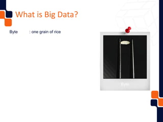 Byte
What is Big Data?
Byte : one grain of rice
 