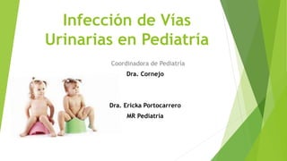 Infección de Vías
Urinarias en Pediatría
Coordinadora de Pediatría
Dra. Cornejo
Dra. Ericka Portocarrero
MR Pediatría
 
