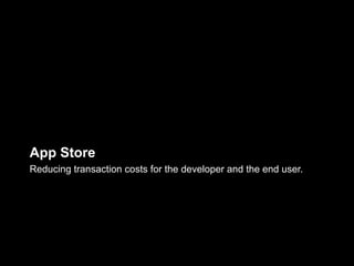App Store
Reducing transaction costs for the developer and the end user.
 