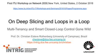 On Deep Slicing and Loops in a Loop
Multi-Tenancy and Smart Closed-Loop Control Gone Wild
Prof. Dr. Christian Esteve Rothenberg (University of Campinas), Brazil
chesteve@dca.fee.unicamp.br
https://intrig.dca.fee.unicamp.br/christian
First ITU Workshop on Network 2030,New York, United States, 2 October 2018
https://www.itu.int/en/ITU-T/Workshops-and-Seminars/201810/Pages/Programme.aspx
 