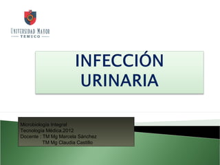 Microbiología Integral
Tecnología Médica.2012
Docente : TM Mg Marcela Sánchez
          TM Mg Claudia Castillo
 