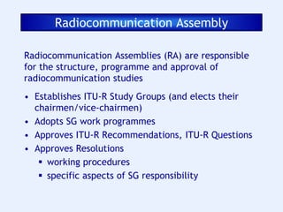 ITU-R_Basics_ related to ITU Radiocommunication sector | PDF