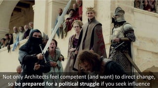 Not only Architects feel competent (and want) to direct change,
so be prepared for a political struggle if you seek influence
 