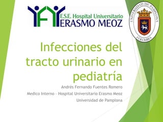 Infecciones del
tracto urinario en
pediatría
Andrés Fernando Fuentes Romero
Medico Interno – Hospital Universitario Erasmo Meoz
Universidad de Pamplona
 
