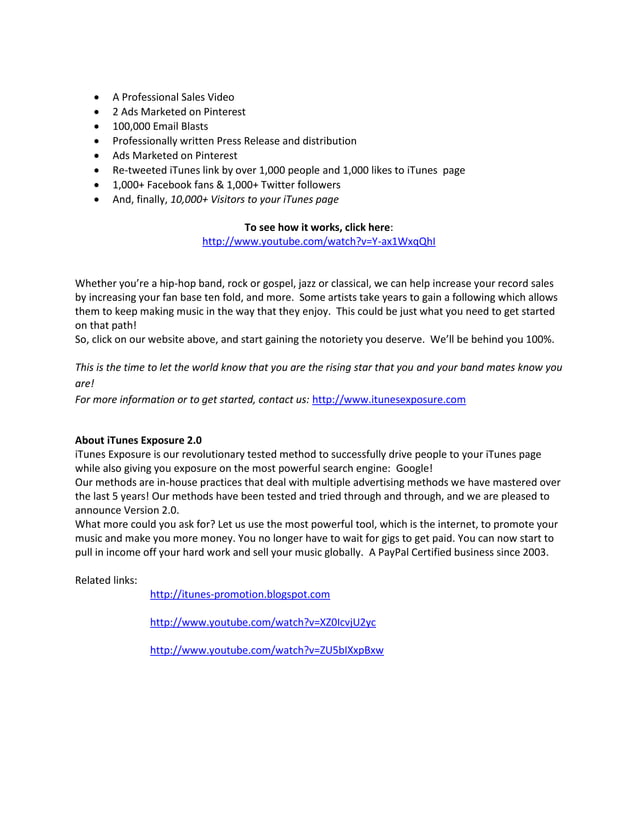 iTunes Promotion PDF