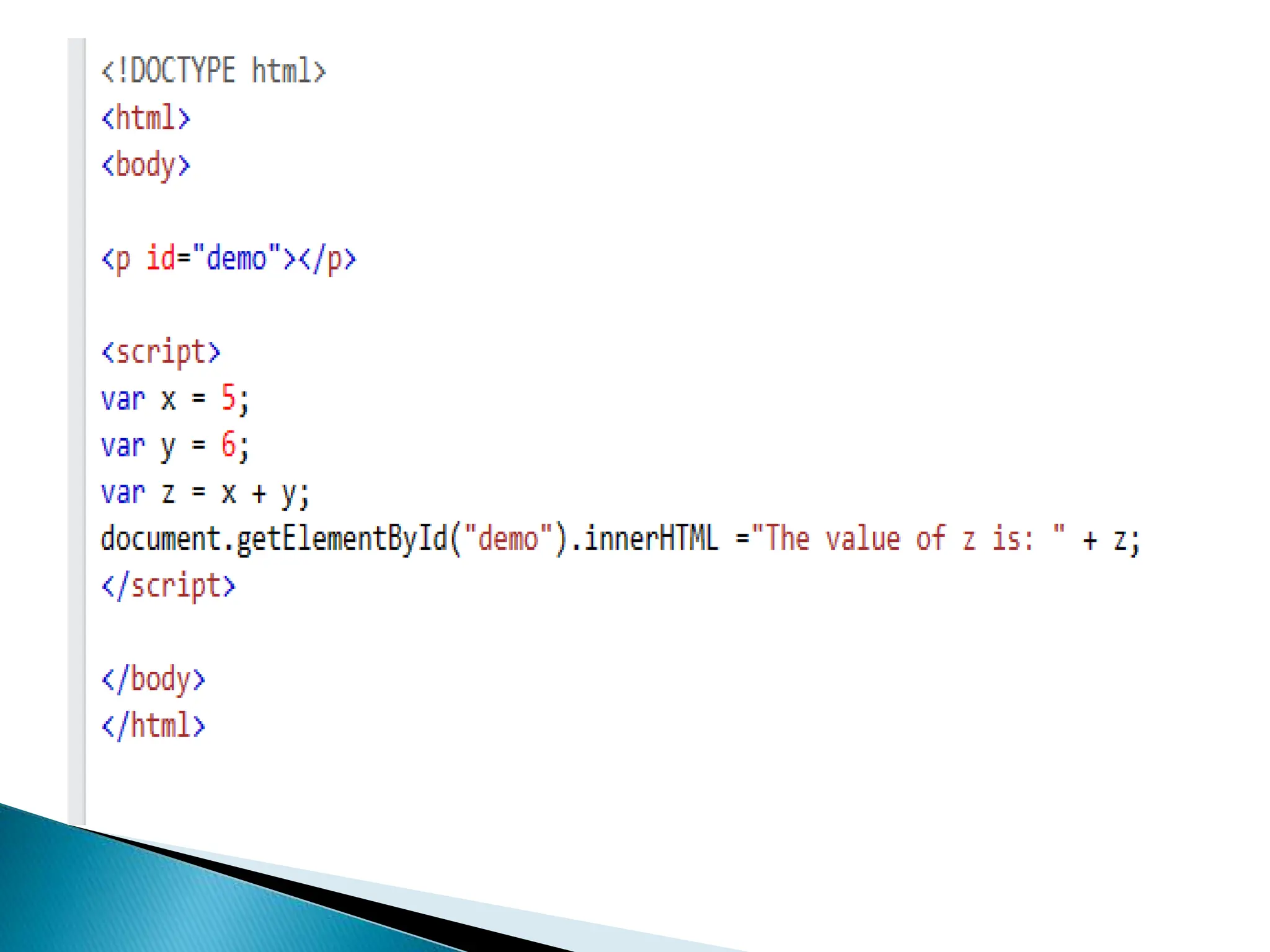  A variable is a “named storage” for data. We can use
variables to store goodies, visitors, and other data.
 To create a variable in JavaScript, use the let keyword.
 The statement below creates (in other words: declares)
a variable with the name “message”:
 let message; We can put some data into it by using
the assignment operator =:
 let message;
 message = 'Hello'; // store the string
 