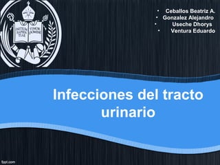 Infecciones del tracto
urinario
• Ceballos Beatriz A.
• Gonzalez Alejandro
• Useche Dhorys
• Ventura Eduardo
 