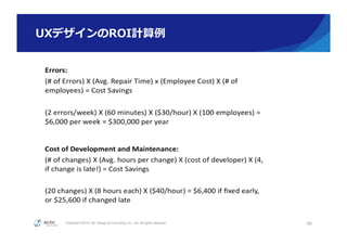 Copyright ©2015, NC Design & Consulting Co., Ltd. All rights reserved.
UXデザインのROI計算例例
48
 