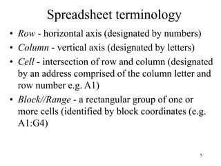 Row Meaning In Computer Electronic Spreadsheets | PPT