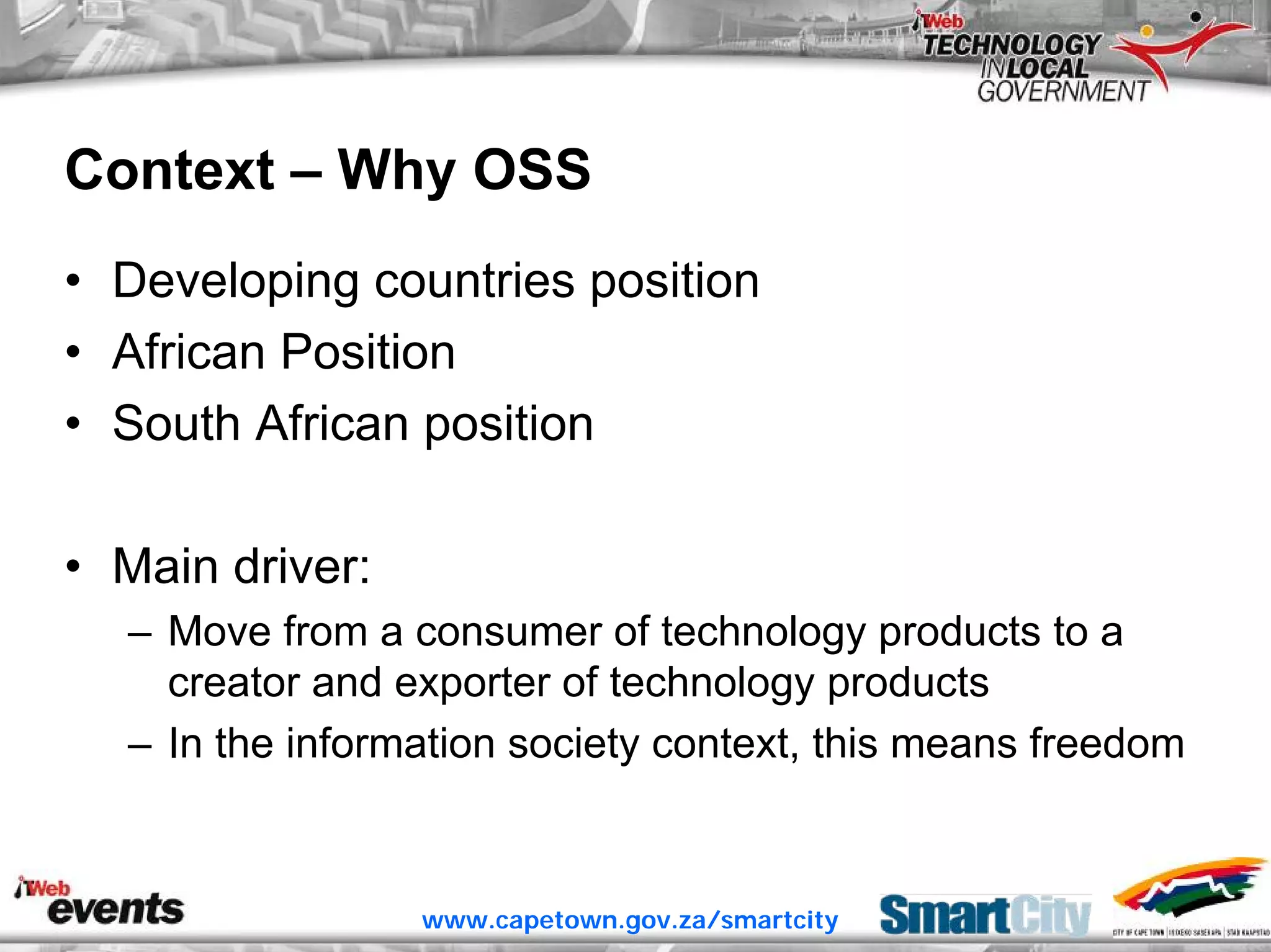 ITWeb Conference June06 Open Source for Local Government