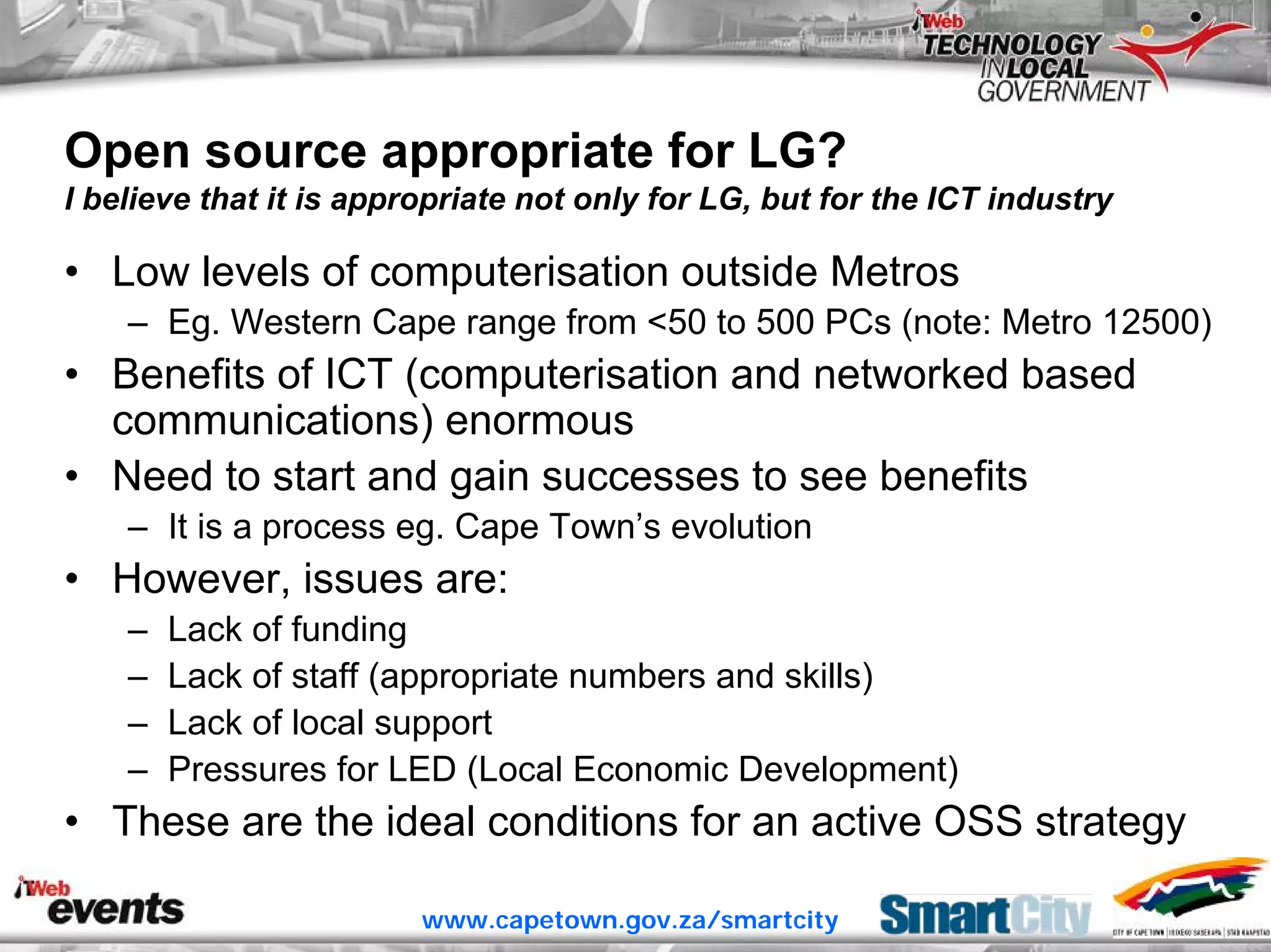 ITWeb Conference June06 Open Source for Local Government
