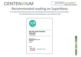 Recommended	reading on	SuperNova
Free	download	http://www.cisco.com/web/services/enterprise-it-services/data-
virtualization/documents/whitepaper-cisco-datavaul.pdf
15
 