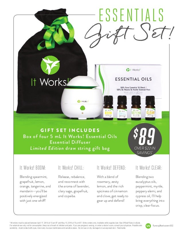 it works essential oils gift set it works oils and diffuser